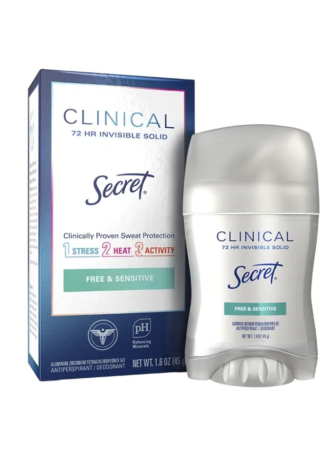 سيكريت مزيل العرق ومضاد التعرق سيكريت كلينيكال سترينث، حماية تدوم 72 ساعة، صلب غير مرئي، خالٍ من المواد المسببة للحساسية، 1.6 أونصة (45 غرام) - Image 1